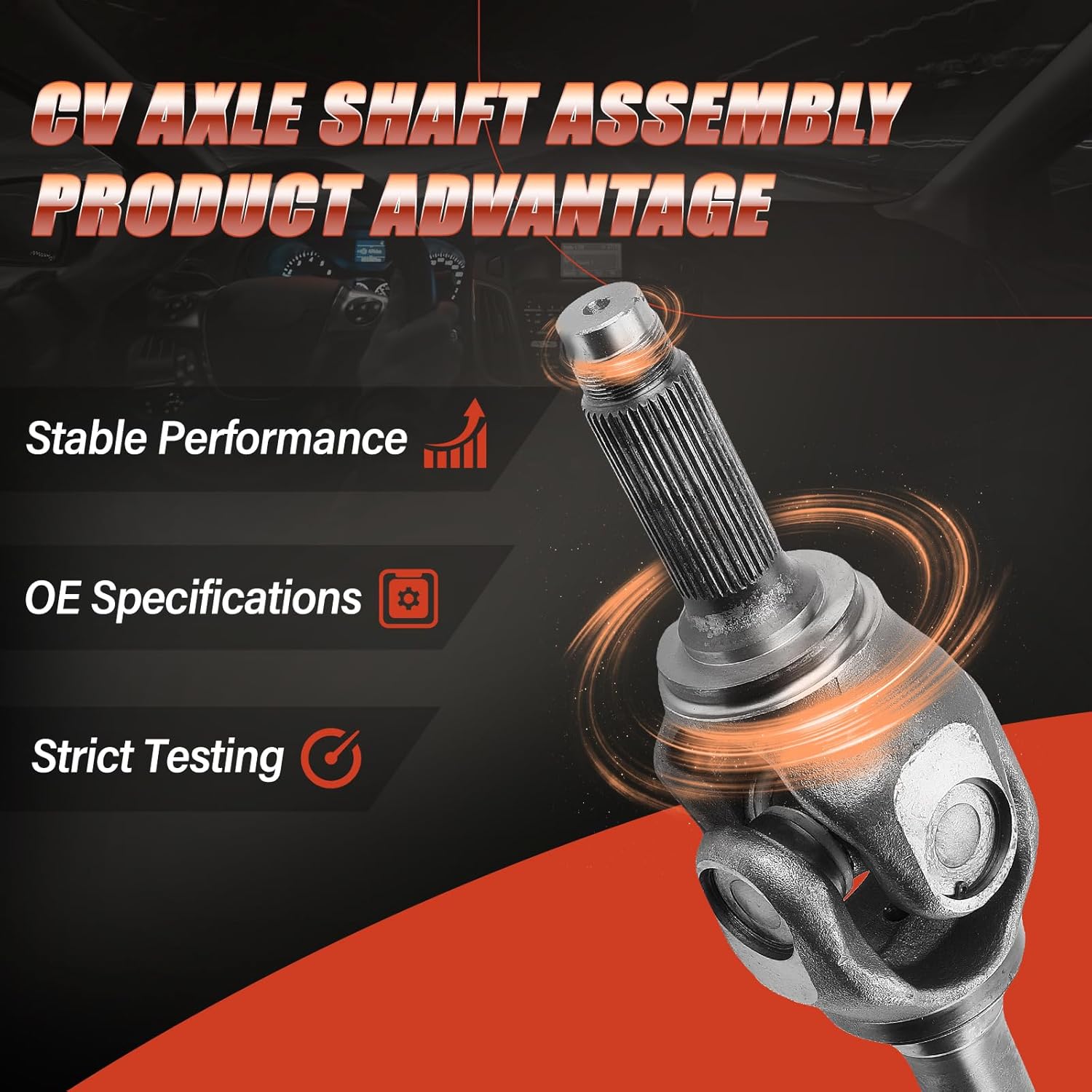 Axle Shaft Assembly Fit for Ram 4500/5500 2011-2012 L6 6.7L | Fit for Dodge Ram 4500/5500 2008-2010 L6 6.7L, Front Left Driver Side, OE 68034435AC, 68034435AB