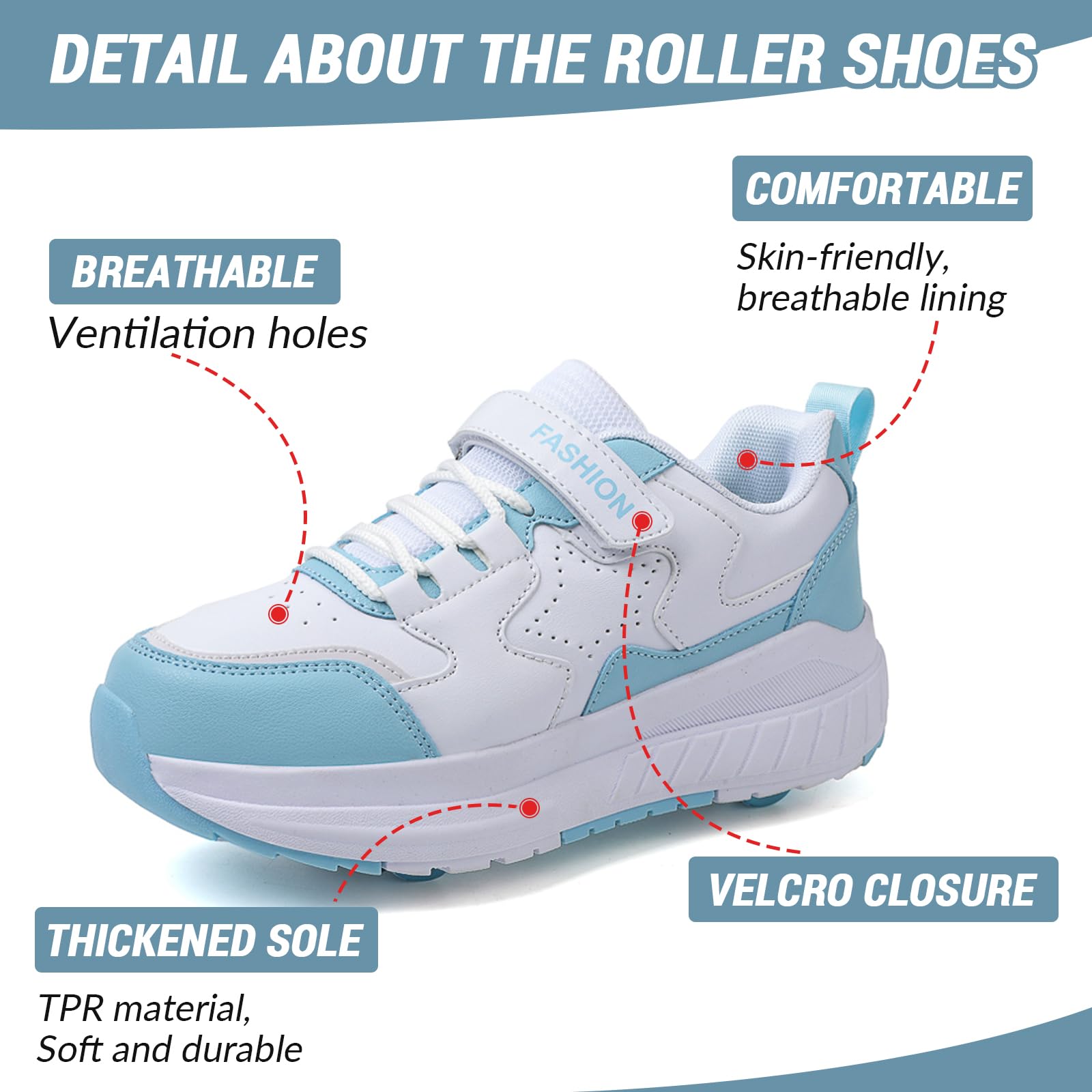 FANSU Chaussure à Roulette Garçons Filles, Chaussures a roulettes Enfant Retractable avec 4 roulettes, Basket Roller Fille pour Intérieur Extérieur