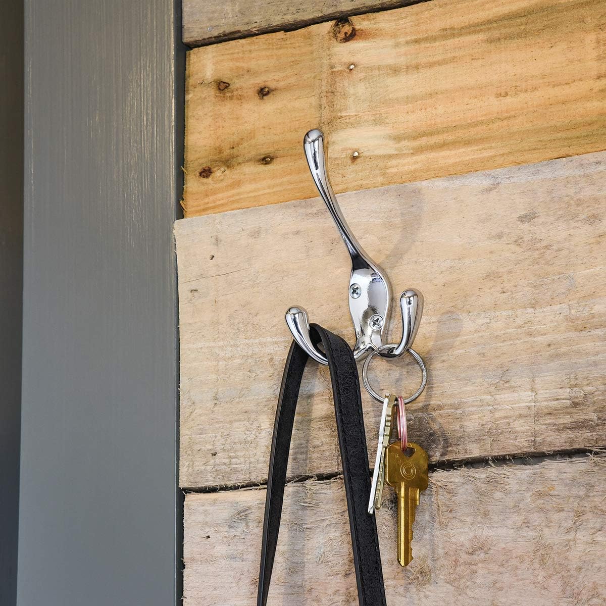 Amazon Basics Coat Hook - Polished Chrome, 5-Pack