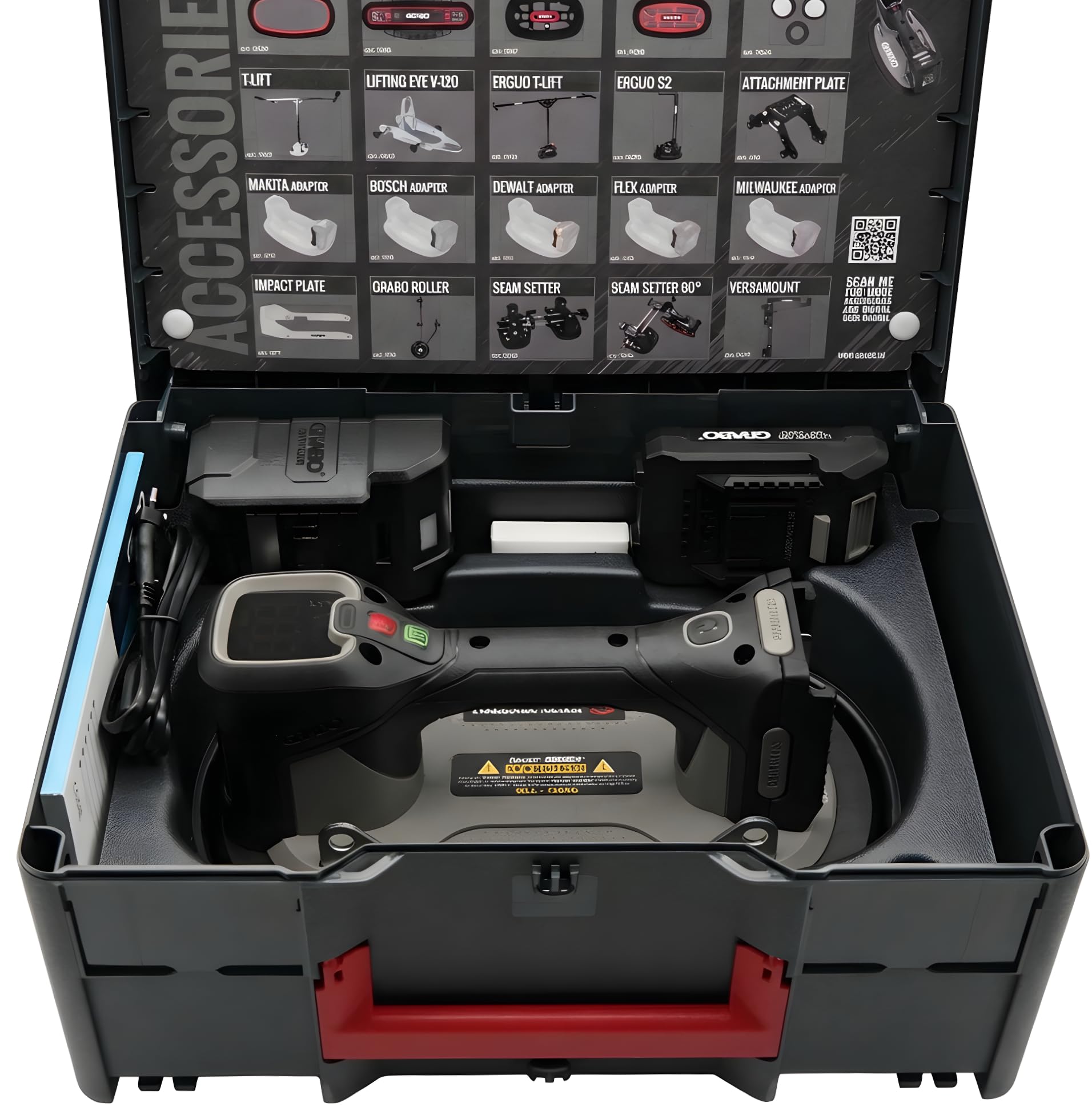 GRABO Pro Brushless - Digitaler Akku Vakuum Saugheber [Inkl. 18V Akku und Ladegerät] Im Tanos Systainer3. 120kg Hubkraft, mit Brushless Vakuumpumpe, Großes Digital Display (GPBT) (Im Tanos Systainer3)