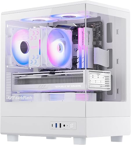 darkFlash Boîtier PC Micro ATX, 3 Ventilateurs PWM ARGB pré-installés, Double Ve