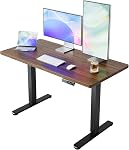 HUANUO 48 x 24 inch Electric Standing Desk Adjustable Height, 4 Memory Height Settings, Sit Stand Up Desk for Home Office & Computer Workstation, Light Walnut