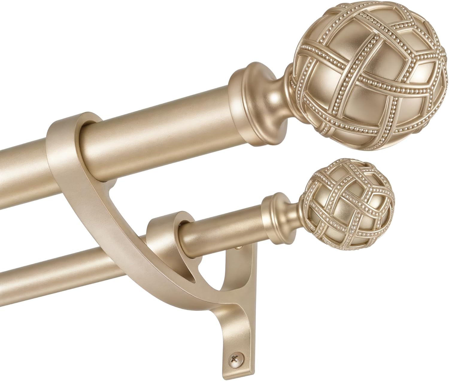 Double Curtain Rods 72 to 144 Inches(6-12feet) for Window, Adjustable Telescoping Drapery Rod with Aluminum Alloy Brackets, 1 Inch Diameter Front, 5/8 Inch Diameter Back Pipe, Champagne Gold Champagne Gold 72"-144"