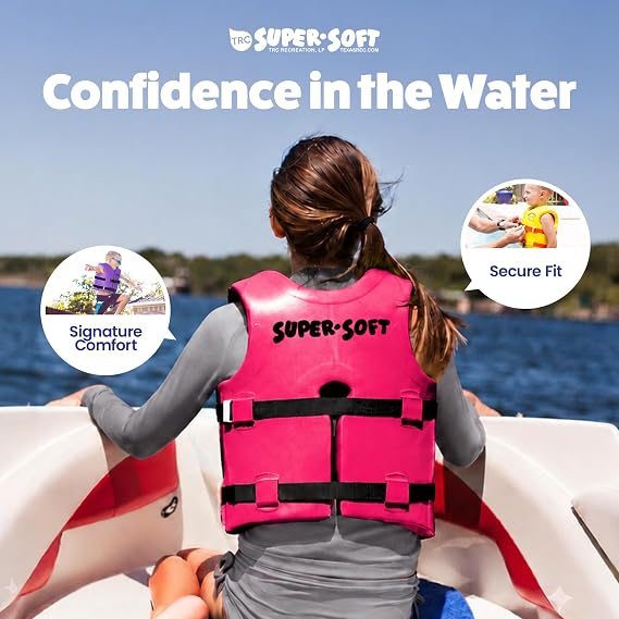 TRC Recreation Super Soft Child Life Jacket USCG Approved Vinyl Coated Foam Swim Vest for Kids Swimming Pool and Beach Gear