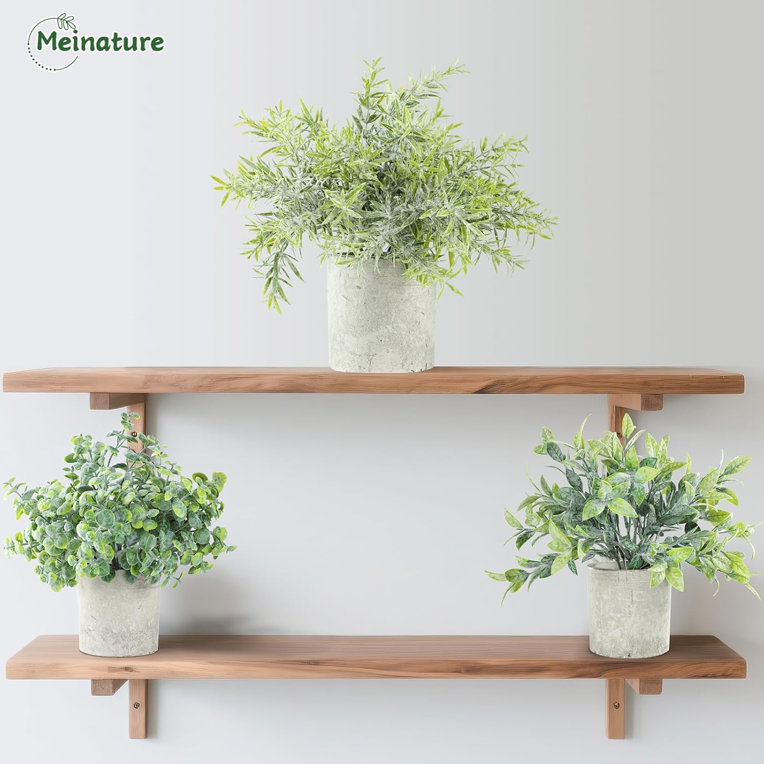3 Pack Life-Like Potted Fake Plant, Artificial Plants Indoor, Artificial Frost-Hung Green Plants,Eco-Friendly Gray Pot, No Need for Maintenance，Ideal Decor for Home and Office