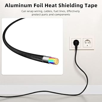 Zonon 2 Rolls Aluminum Foil Tape Heat Shield Tape Barrier Adhesive Reflective Fiberglass Thermal Insulation Reflective Material High Temp Protection(Black,2 Inch X 32.8 ft)
