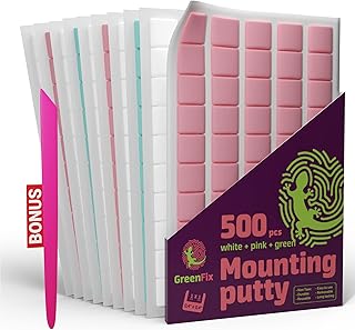 GreenFix Mounting Putty Removable - 500PCs Sticky Tack for Wall Hanging - Reusable Colorful Poster Putty - Wall Tack Sticky Putty - Adhesive Putty for Poster Picture Hanging Crafts