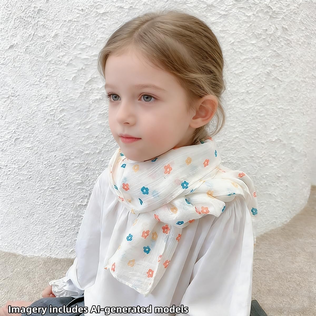 Summer Soft Cute Print Scarf for Kids Boy Girl Casual Travel Scarf 60"×10" (Style 1# (Strawberry/Khaki))
