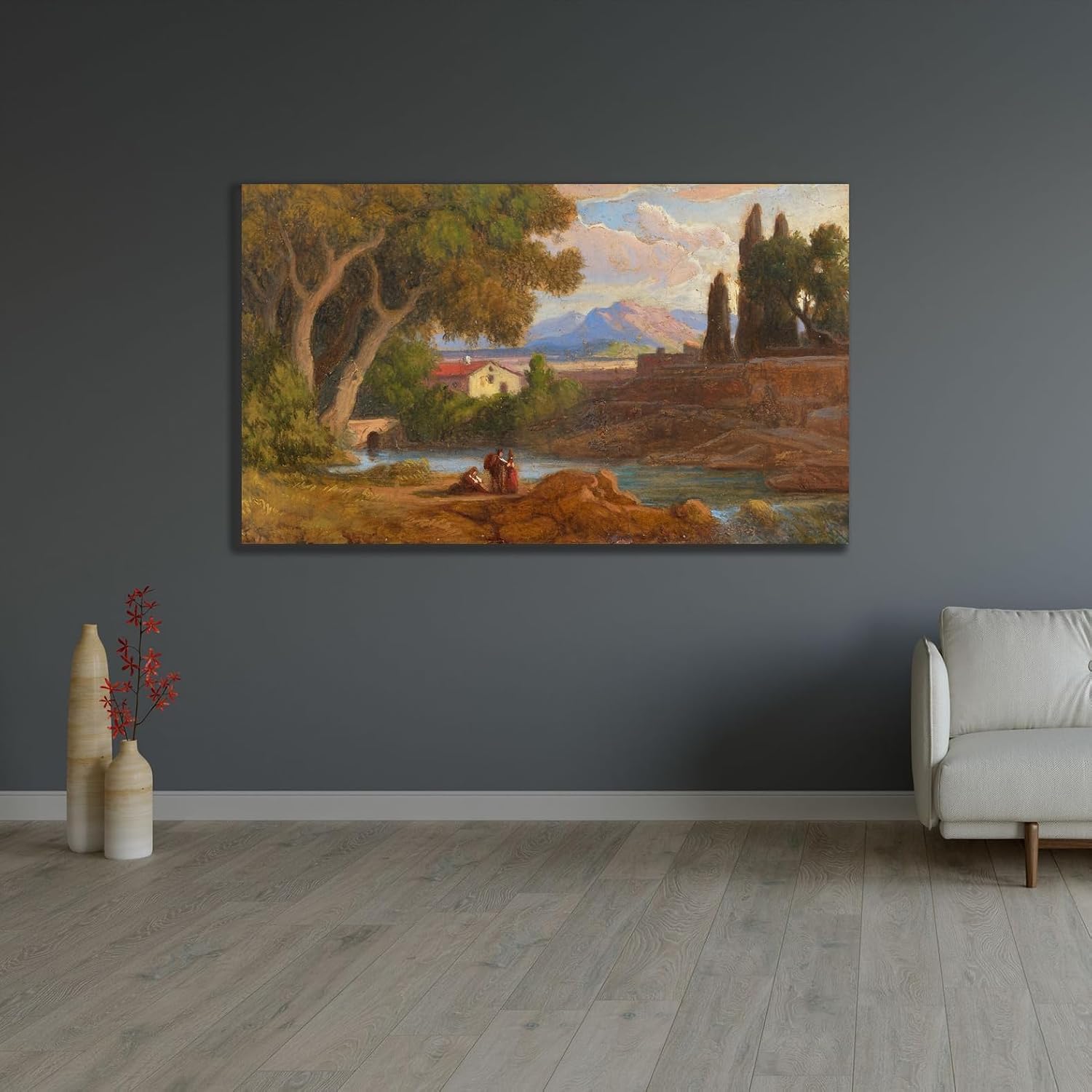 ArtDirect Landschaft bei den Sabiner Bergen (Rocca di Mezzo) (1825) Custom Framed Art Print Giclee Print or Canvas Options with Various Sizes and Customization by Adrian Ludwig Richter