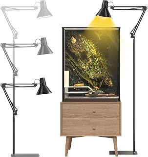 GlowUp 15.7-71 inch Reptile Heat Lamp Stand with E26 Base Reptile Light, Adjustable Heat Lamp Stand for Terrarium, Snake, Gecko, Lizard, Chicks, Fish Tank