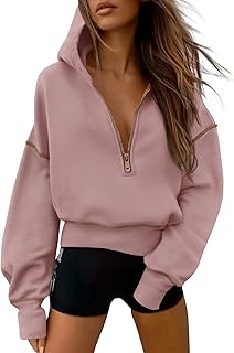 PRETTYGARDEN Women's 2026 Fall Hooded Sweatshirts Long Sleeve Half Zip Cropped Hoodies Pullover Winter Fashion Clothes Price In India