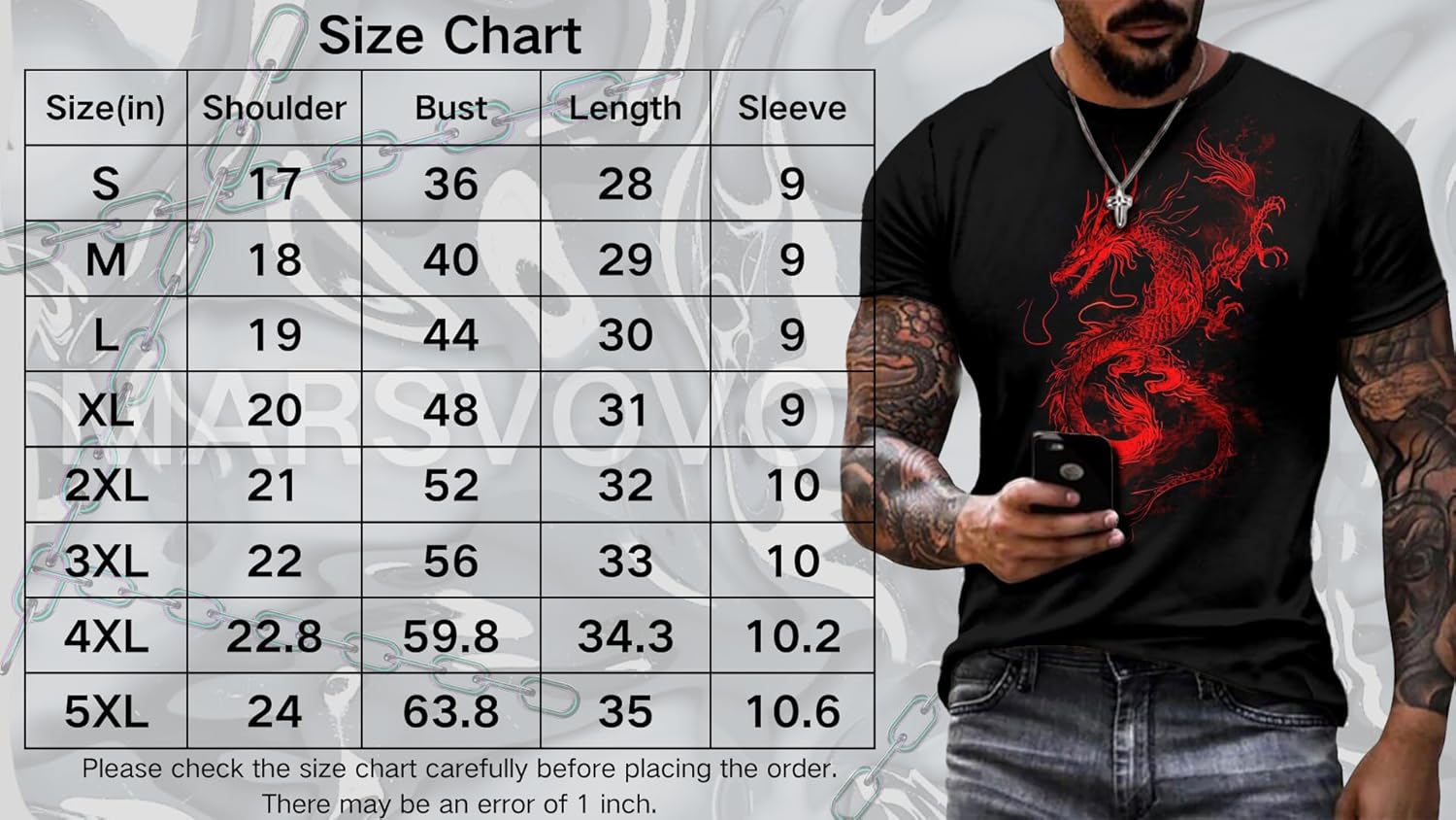MARSVOVO Men's Graphic T-Shirts Crew Neck Short Sleeve Punk Streetwear Big and Tall Quick-Dry Shirts for Men - Image 2