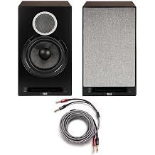ELAC DFR52-BK Debut Reference Floorstanding Speaker - Black/Walnut Pair with an ELAC SPW-10FT-P 10ft Sensible Speaker Cable Pair 2019