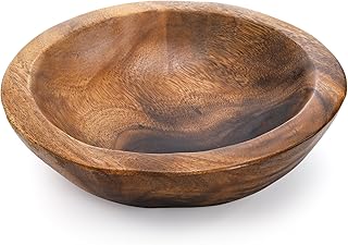 ZENFUN Wooden Decorative Bowl, Wood Round Serving Bowl, Walnut Tray Dish...