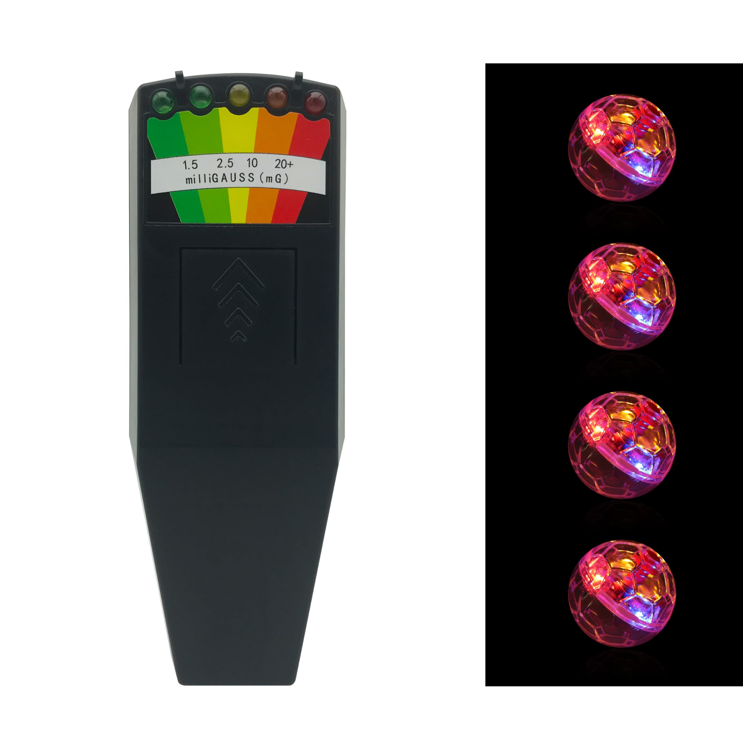 FOWBOA Ghost Hunting Equipment Kit, Include 1 pc Emf Meter and 4 pcs Motion Light up Cat Balls, Paranormal Equipment，Home and Office EMF Detection