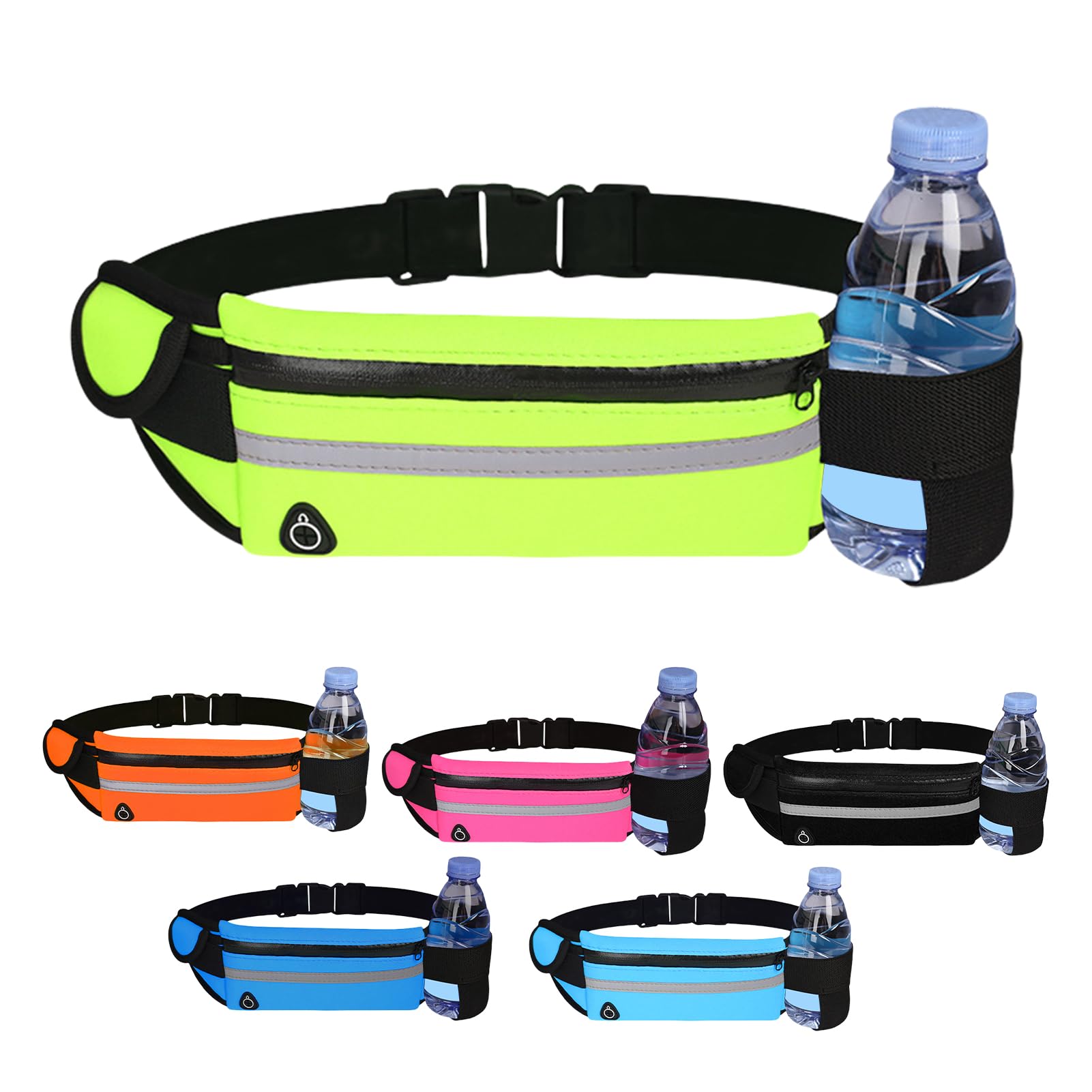 Riñonera para correr con soporte para teléfono celular, botella de agua y soporte para cinturón resistente, adecuada tanto para hombres como para mujeres, ALL