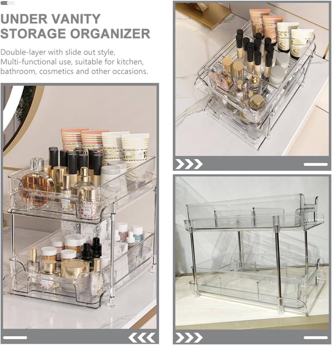 Alipis Pull-out Double Layer Organizer Multi-functional Storage Box for Cosmetics Kitchen and Bathroom Pet and Design for Neat Organization