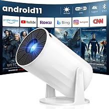 Mini Projectors, Portable Projector Full HD 4K 1080P Video Projectors with WiFi 6 and Bluetooth,180  Rotatable, Auto Keystone Correction Suitable for Home Cinema