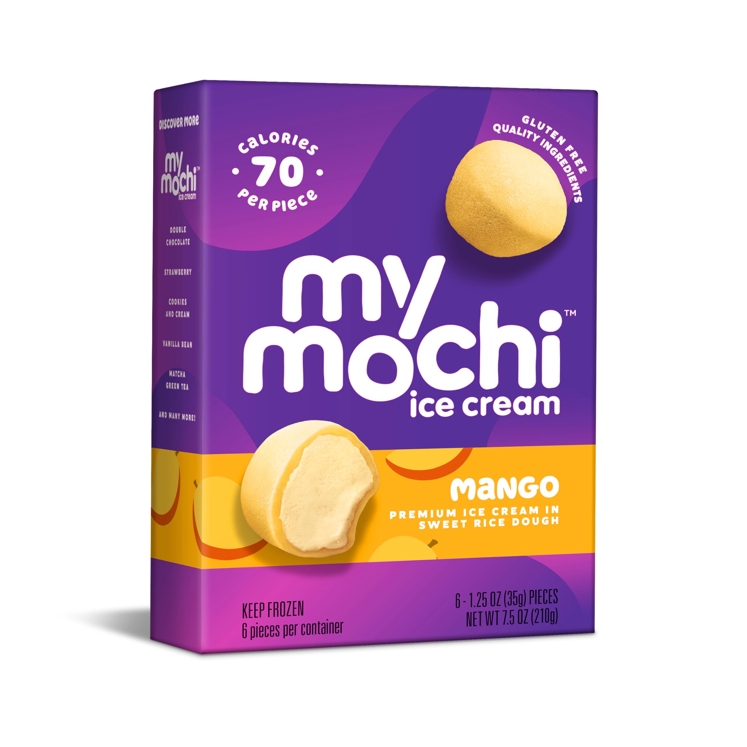 My/Mo Mochi Ice Cream, Sweet Mango, 6 ct (Frozen), 1.5 Ounce