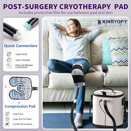 Miniatura 5 de Máquina de terapia de frío con temporizador programable, máquina de hielo portátil para rodilla después de la cirugía, sistema de recuperación de