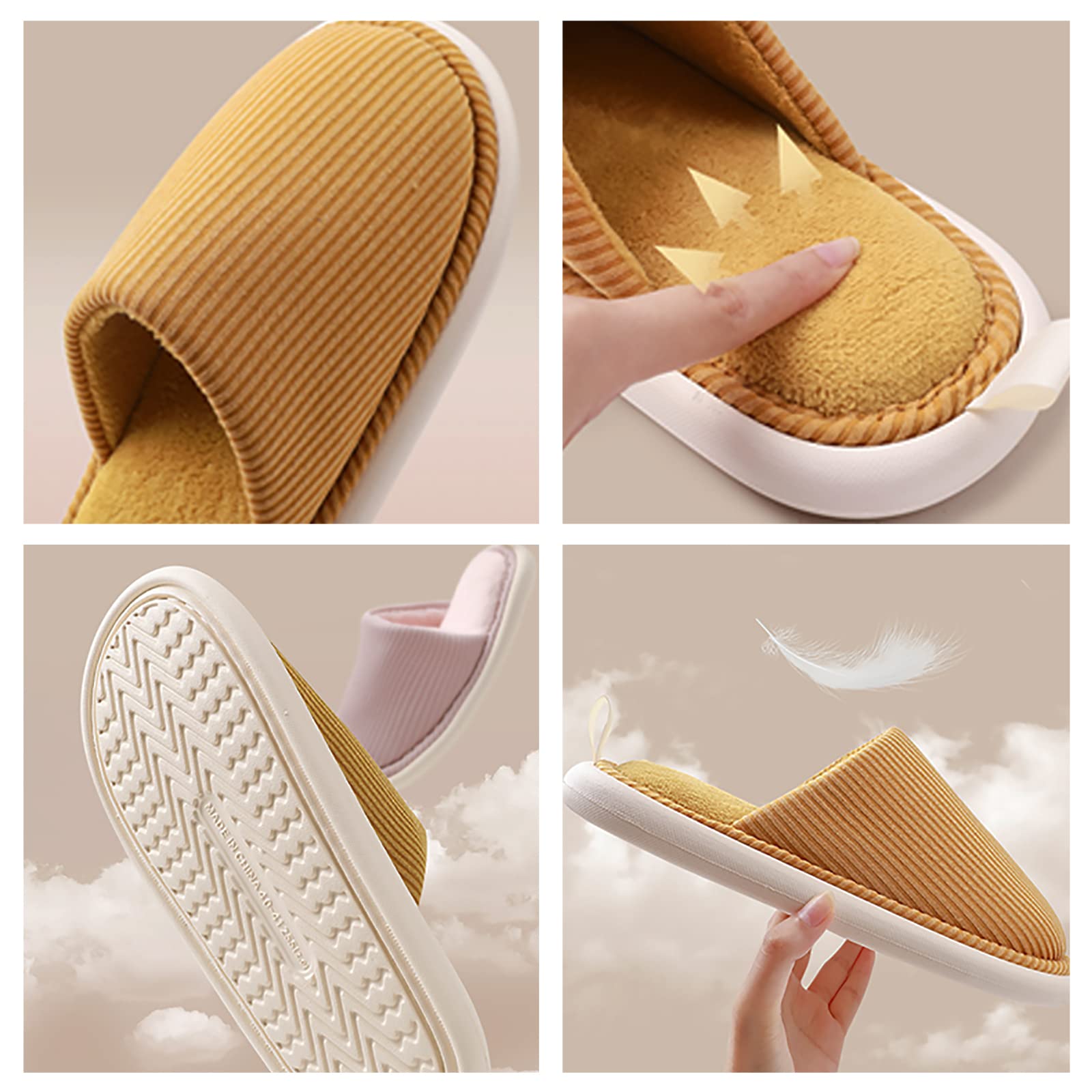 Generic Zapatillas de estar por casa para mujer, cálidas, cómodas, pantuflas de espuma viscoelástica, suaves y antideslizantes
