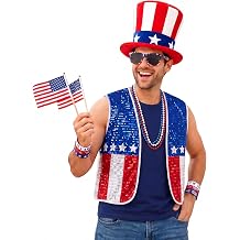CICOCI 4th of July Accessories Uncle Sam Costume Set for Adults Patriotic USA Outfit Red White Blue America 250th Anniversary