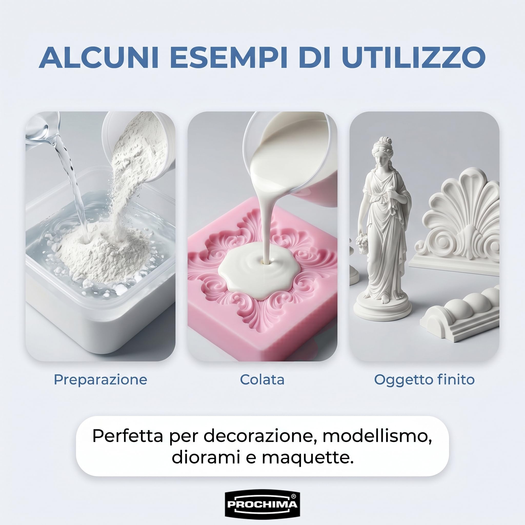 PROCHIMA, Marmorina Bianca, Polvere Mescolabile con Acqua, Simili alla della Ceramica, 10 Kg