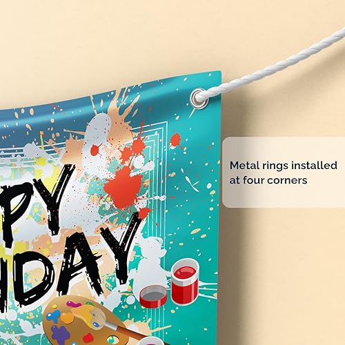 Miniatura 4 de Telón de fondo de fiesta de arte, fondo temático de pintura, pancarta de feliz cumpleaños, decoración de artista, pintura colorida de graffiti de