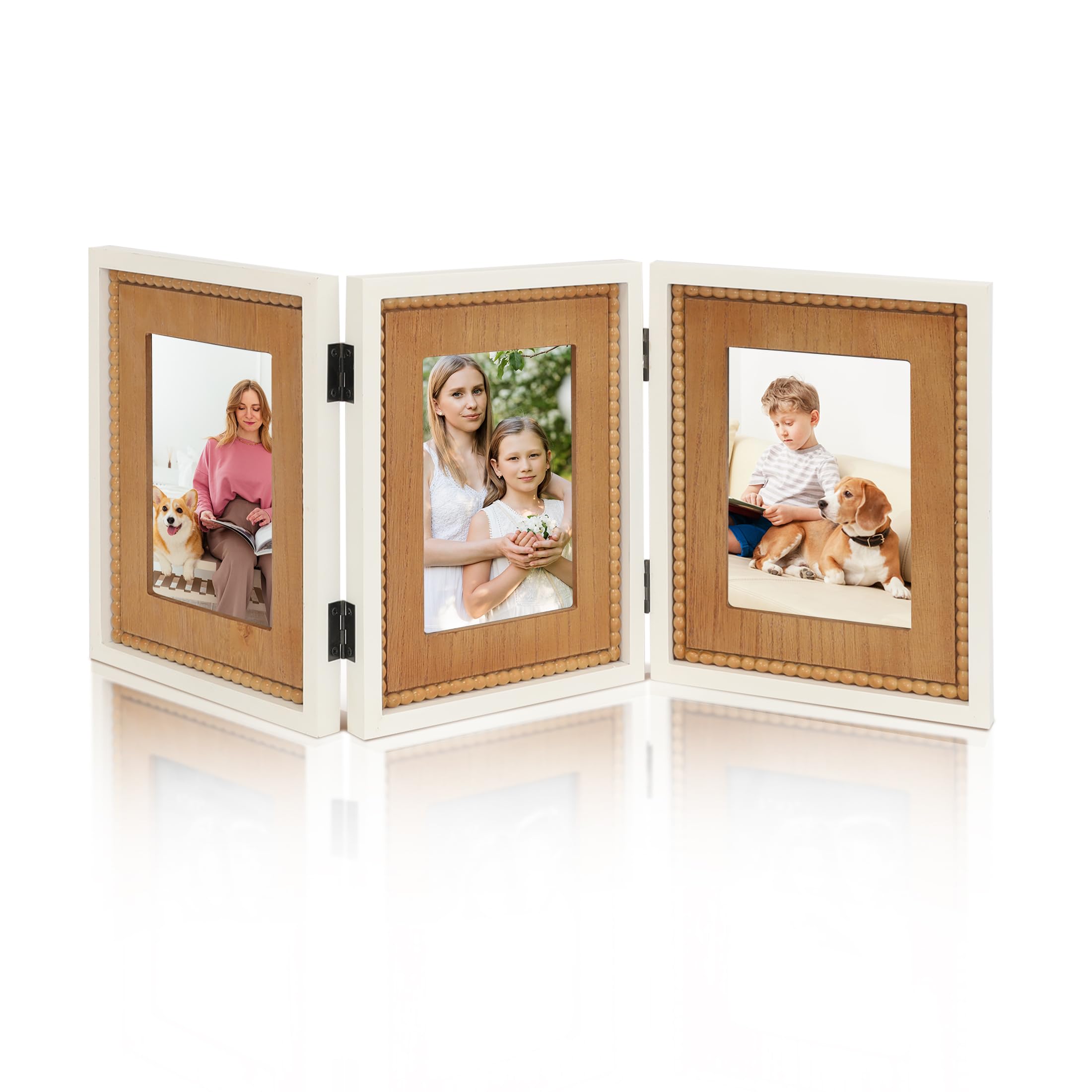 Cadre photo triple 10x15 cm style ancien à offrir : souvenir vintage RiteSune