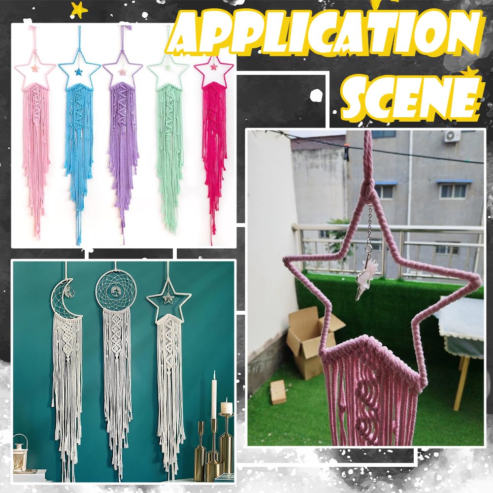 Lot de 6 Anneaux Attrape Rêves en Métal Doré en Forme D'Étoile de Lune et de Cœur pour Loisirs Créatifs Décoration Murale Couronne Mariage Noël Cadeaux pour Débutants