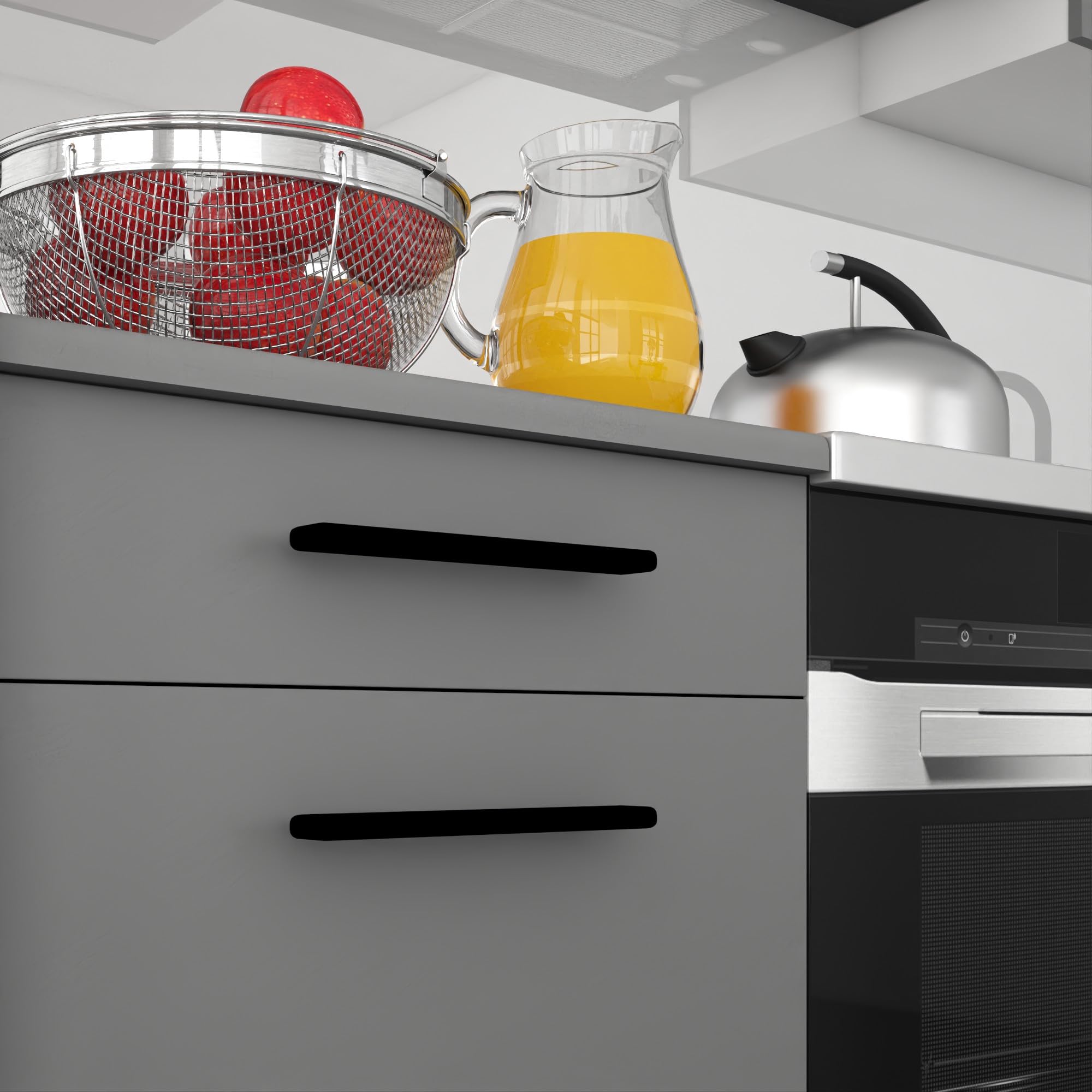 Belini Italia 6 Narożna szafka kuchenna 360cm biało-szara matowa | Narożna szafka kuchenna, białe skrzynki, ECONATURA DECOR odporna na zarysowania, bez sprzętu AGD, z blatem roboczym