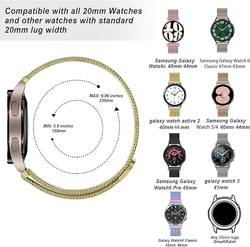Miniatura 3 de Correa de reloj de liberación rápida de 0.787 in para Samsung Galaxy Watch 6543 Band 1.575 in 1.732 in 1.614 in 1.850 in 1.693 in 1.811 in 1.654 in,