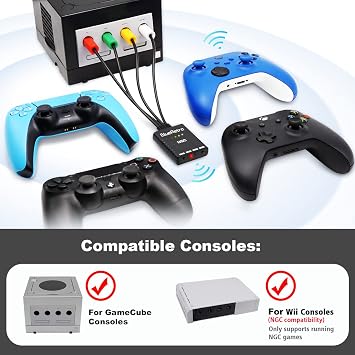 Wireless Controller Adapter - Support Firmware Upgrade, Dual-Mode BT, Keymap Configuration, Compatible with PS3/PS4/PS5,Xbox One S,Series X/S,Switch Pro Bluetooth Controllers (ONLY for Gamecube)
