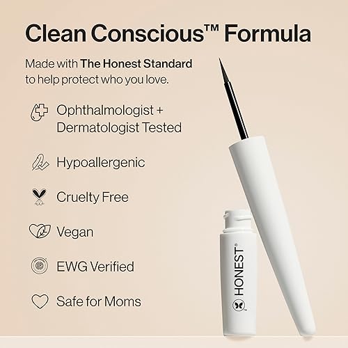Miniatura 5 de Honest Beauty Delineador de ojos líquido vegano a prueba de transferencia sin carbono silicona libre de crueldad oftalmólogo probado 0058 onzas