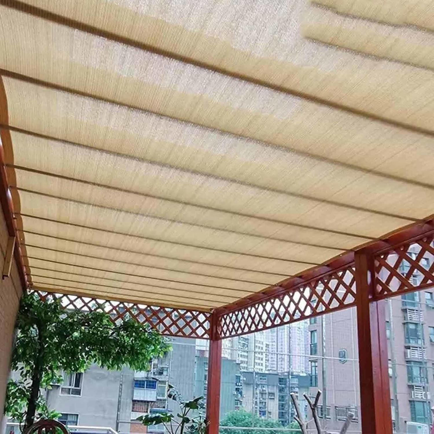 Shade Net, 2x2m,2x3m,2x4m,3x3m,3x4m,4x4m,4x5m,4x6m,5x6m, Greenhouse Shade Netting, Thickened Durable Shade Fabric, Windstopper Shade Sail, Beige.,Beige-2x5m(6.6 * 16.4ft)