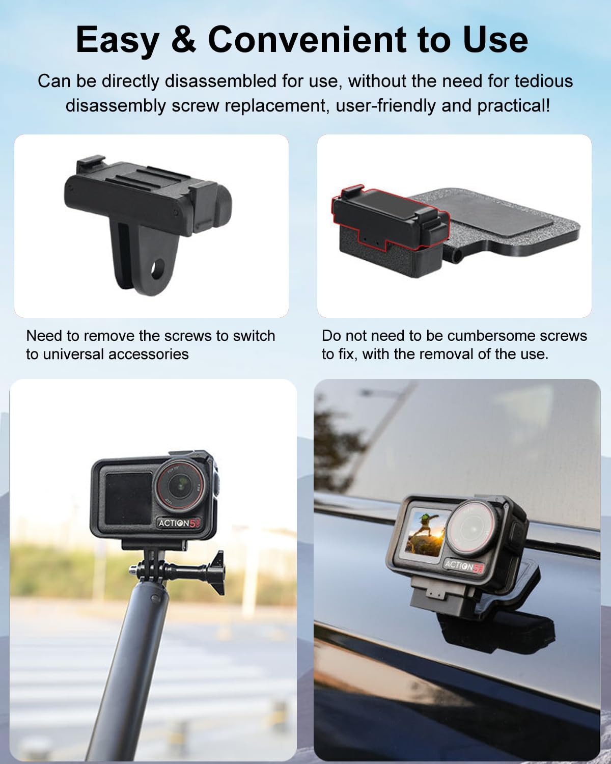 Magnetic Stand Base for DJl Osmo Action 5 Pro/4/3/OSMO 360, Multi-Function Ouick Release Magnet Desktop Mount Holder Adjustable Action 5 Pro OSMO 360 Accessories