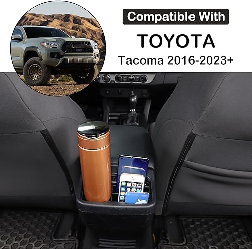 Miniatura 2 de Aunginsy Caja de almacenamiento para portavasos trasero, compatible con Toyota Tacoma 2024 2025, asiento trasero, reposabrazos central, soporte para