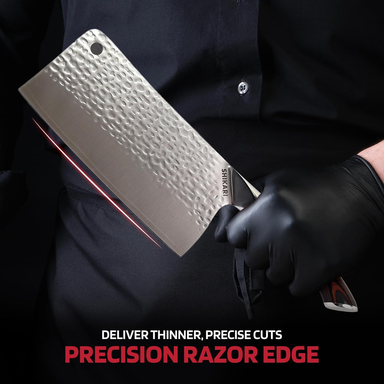 SHIKARI Cleaver Knife 7 inch – Full Tang Damascus VG10 Meat Cleaver with Pakkawood Handle, Super Sharp 15° Edge Butcher Knife for Meat Cutting, Chinese Cleavers for Kitchen or BBQ