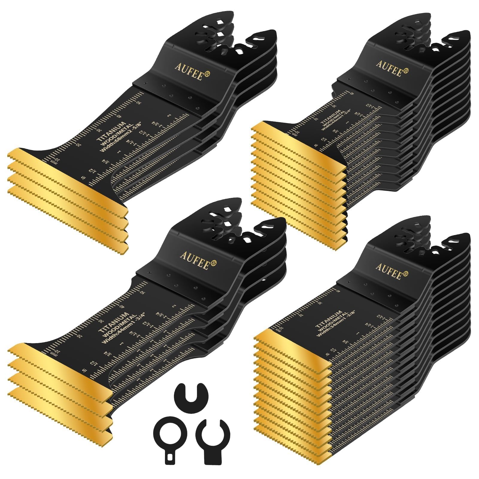 30 cuchillas oscilantes, cuchillas profesionales universales de titanio para madera, plásticos, clavos de metal, cuchillas multiherramienta duraderas de liberación rápida, compatibles con Dewalt