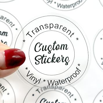 Custom Transparent Stickers for Business Logo, Personalized Clear Stickers with Any Image Logo Text, Customized Transparent Labels Stickers for Birthday Party Wedding for Thank You Business