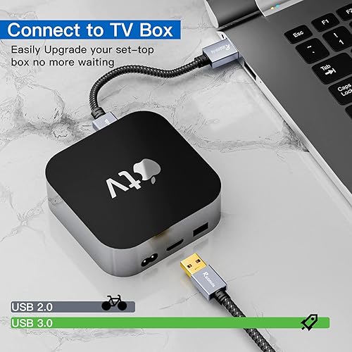 Vista 8 de Cable USB a USB de 3 pies, USB 3.0 macho a macho tipo A a A, cable USB de doble cara para transferencia de datos, disco duro, laptop, DVD, TV