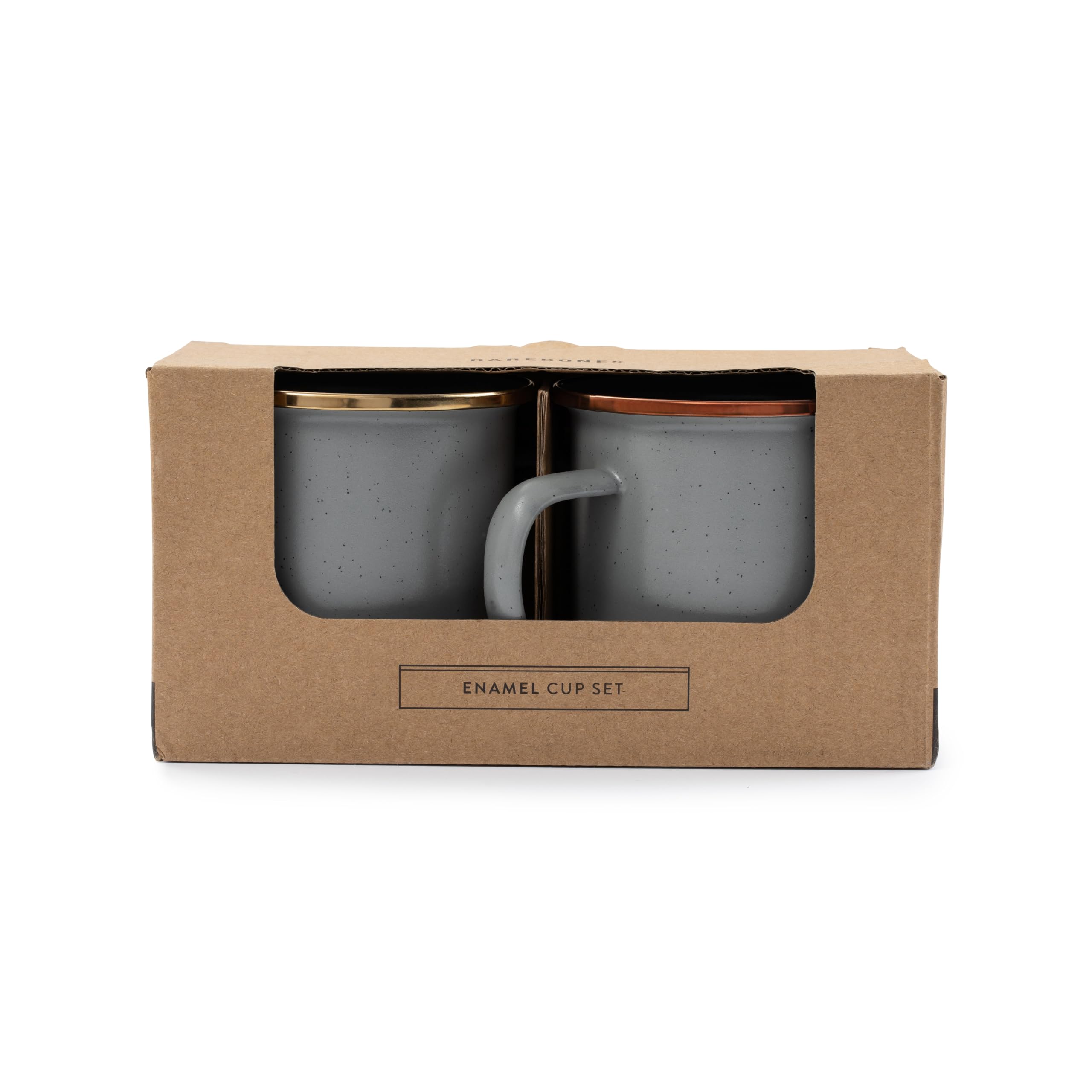 Barebones Juego de 2 tazas de café esmaltadas, 16 onzas, taza de camping con borde de acero inoxidable para uso en interiores y exteriores (cáscara de huevo)