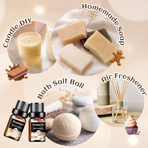 Miniatura 6 de Juego de aceites esenciales de panadería, aceite aromático para difusores para el hogar, fabricación de velas, pastel de calabaza, pastel de café,