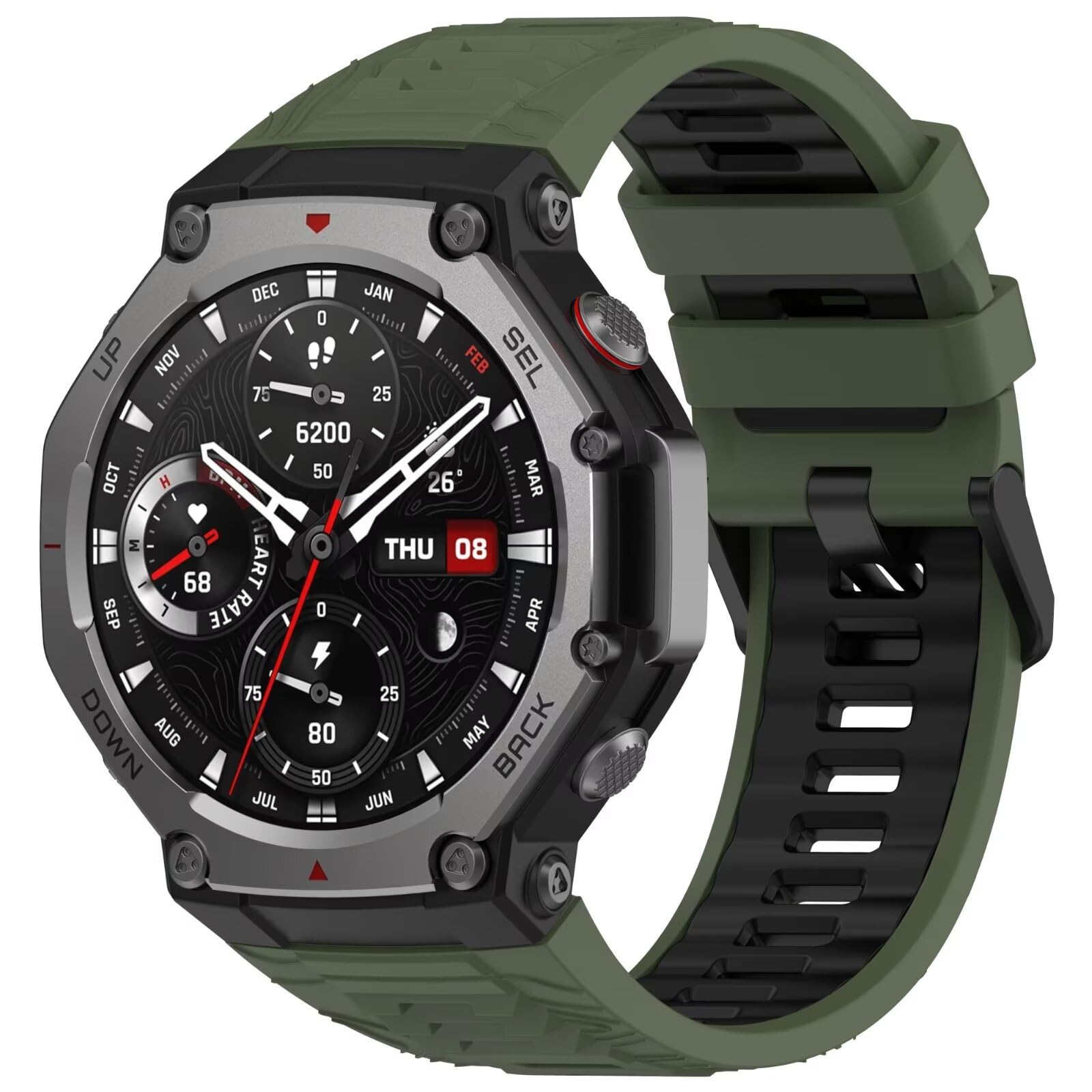 FTRONGRT Correa Compatible con Amazfit T-Rex 3, Suave TPU Silicona, Cómodo Correa de Repuesto Compatible con Amazfit T-Rex 3.