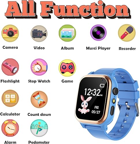 Miniatura 2 de Reloj inteligente para niños y niñas - Reloj inteligente para niños de 4 a 12 años con 16 juegos de aprendizaje, reloj despertador, reproductor de