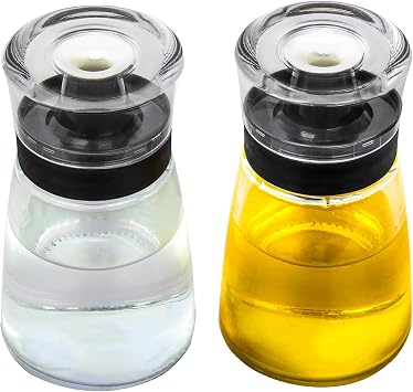Leak-proof Oil Dispenser Bottle for Outdoor Camping, 160ml/5.4oz Glass Olive Oil and Vinegar Cruet, Well Sealed for Picnic Kitchen, 2 Pack