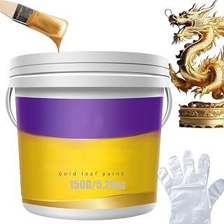 Water-Based Shiny Gold Leaf Paint,Waterproof Gold Leaf Paint for Arts, Paintings and Crafts,Metallic Acrylic for Metal Wood (150g/5.29oz)