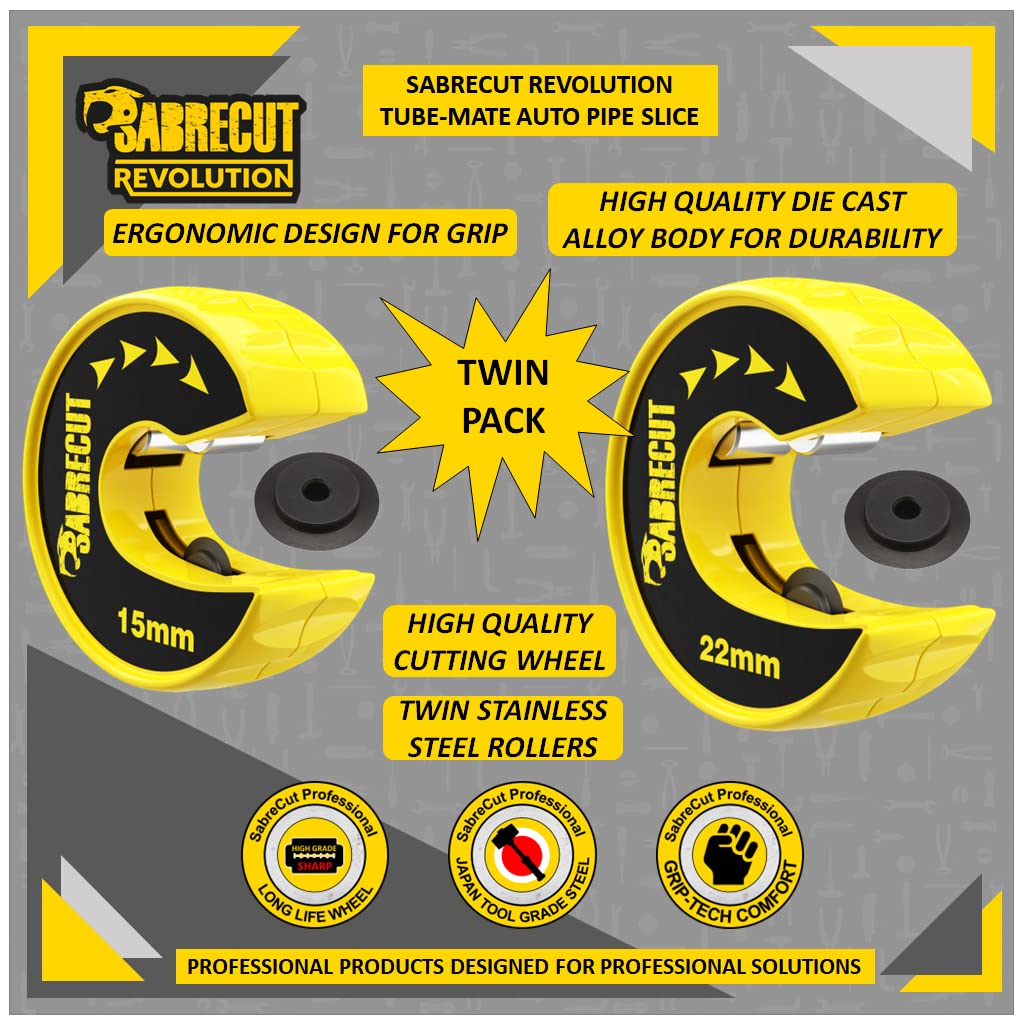 SabreCut 2pcs APSCK01 15mm 22mm Zubehör Robust | Kompakter Zinkkörper und langlebiges SKS-3 Hochchrom-Stahlrad schneiden Rohre sauber, Ersatzrad enthalten