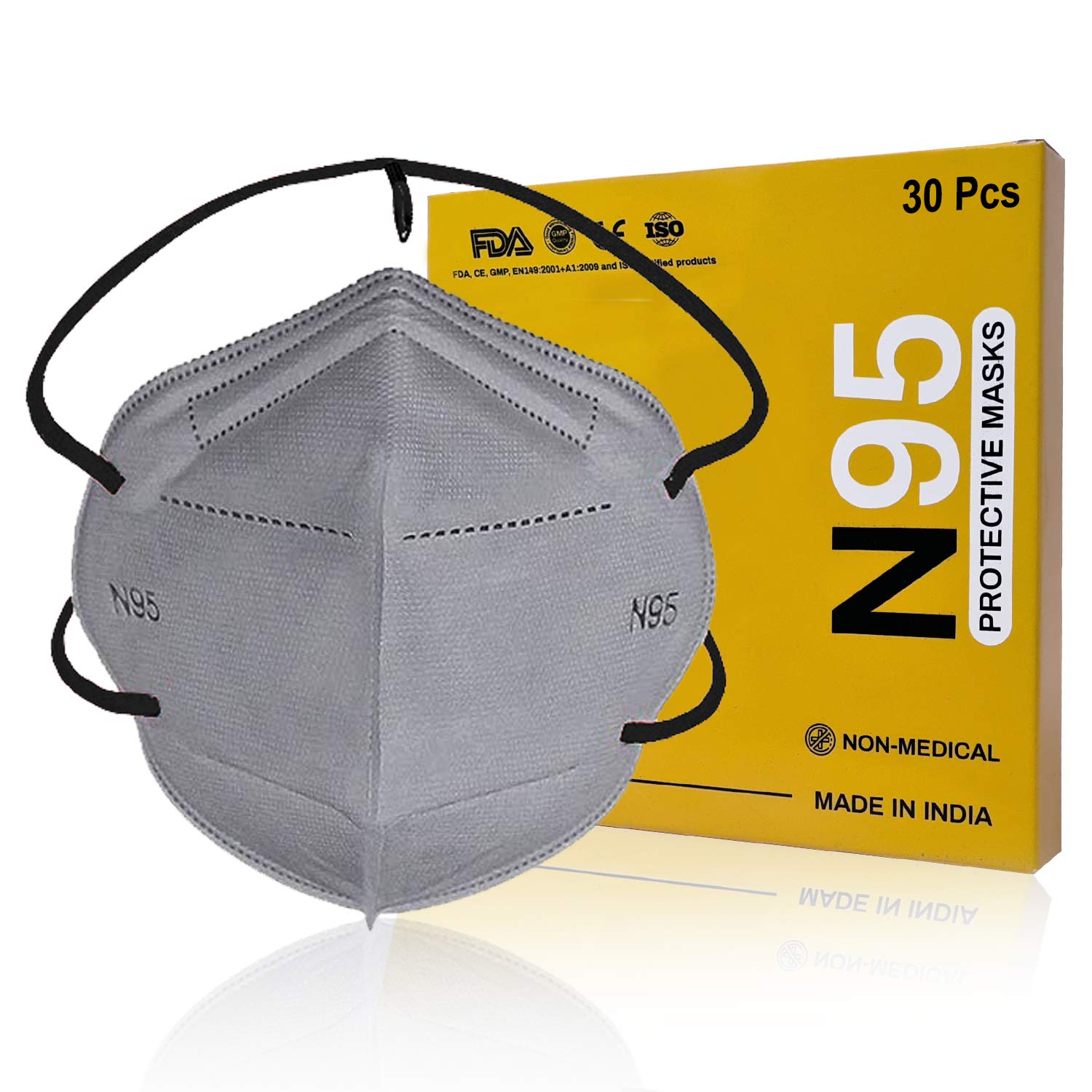 XPRA® N95 Face Mask, 40 GSM Melt-blown 5 Layer Protection, Reusable, Head Loop Style, Ultra Comfortable, Lab Tested & FDA, ISO, CE, GMP Certified (30).