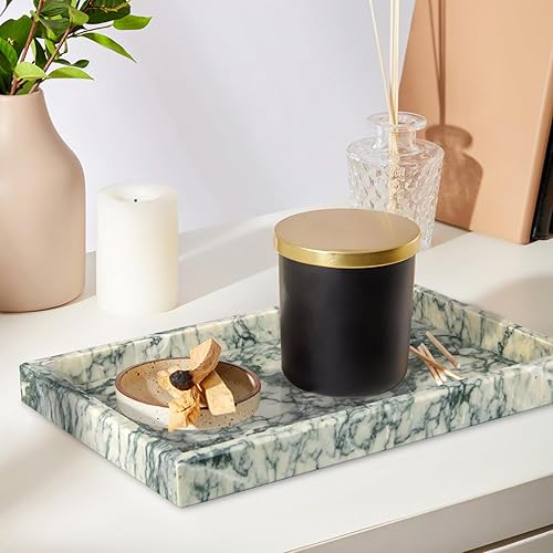 Miniatura 34 de Bandeja de tocador de baño de mármol, bandeja de tocador de lujo natural para el hogar, cocina, baño, bandeja decorativa de piedra para encimera